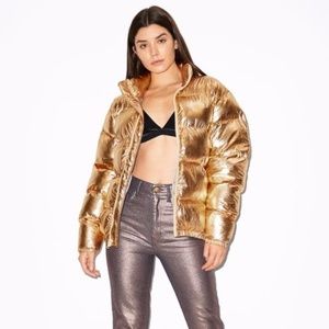 American Apparel Metallic Crinkle Puffer Jacket Size XXL